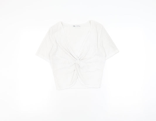 Womens UK Size M Zara White Wrap Blouse