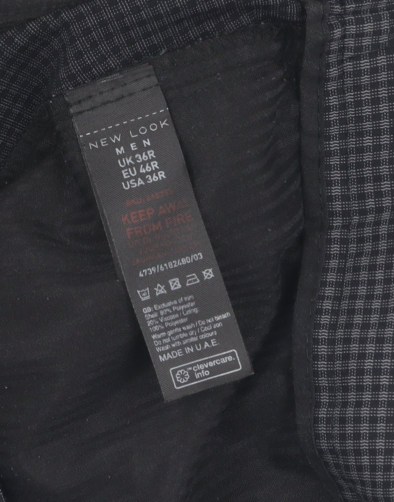 New Look Men's Black Check Trousers, Size L
