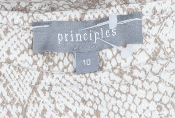 Womens UK Size 10 Principles Beige Basic T-Shirt