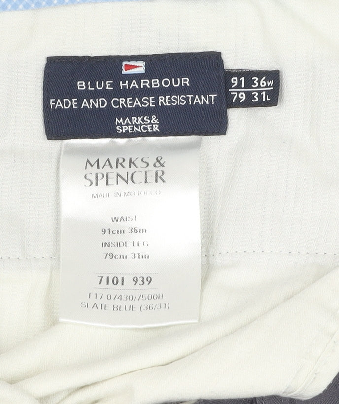 Marks and Spencer Men's Blue Chino Trousers - Size L