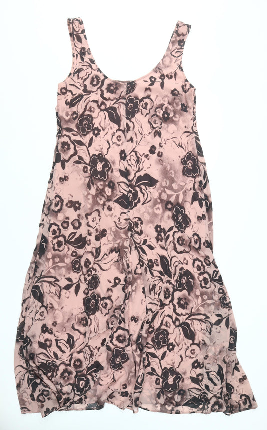 ASOS DESIGN Pink Floral A-Line Women's Midi Dress Size 14