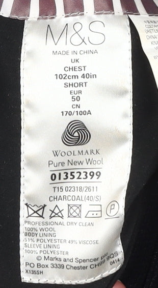 Mens UK Size 40 Marks and Spencer Regular Black Suit Jacket