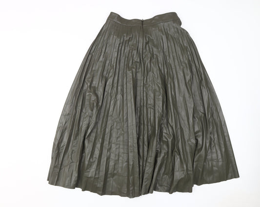 Next Women's Green Pleated Midi Skirt, Size 10