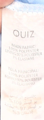 Quiz Women's Blue Cropped Blouse Size 12 Puff Sleeve