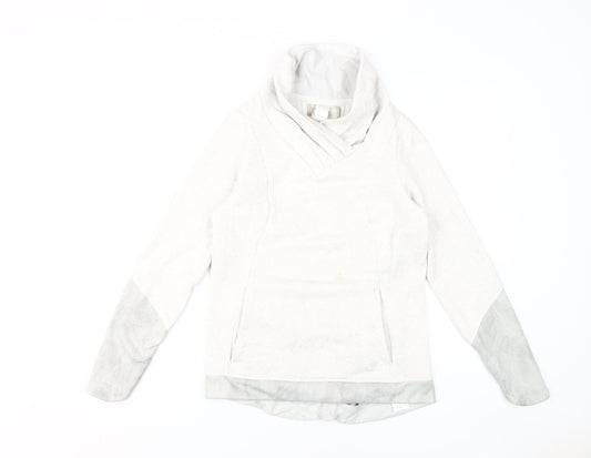 Additional front view of Decathlon unisex white m cowl neck sweatshirt