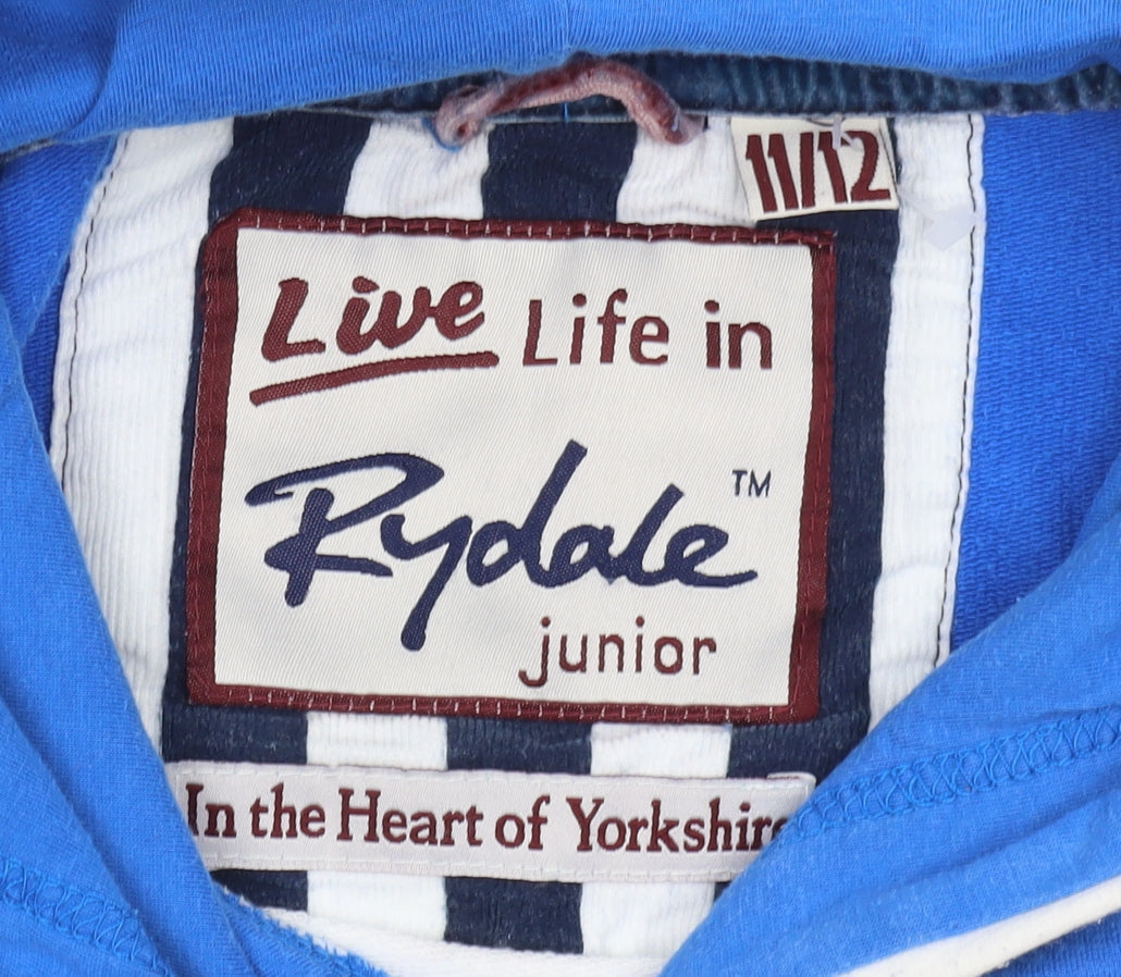 Rydale Boys Blue Striped Pullover Hoodie 11-12 Years