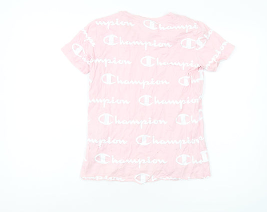 Champion Women's Pink Logo T-Shirt, Size S, Casual Style
