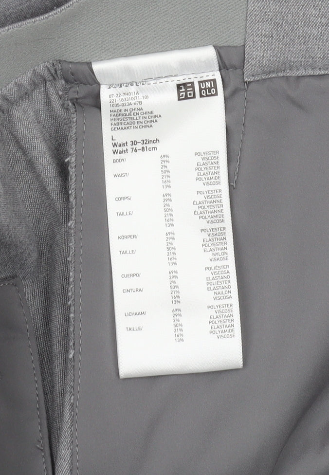 Womens UK Size L Uniqlo Regular Fit Grey Trousers