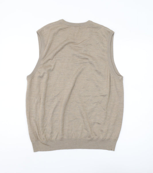 Wolsey Men's Beige XL Vest Tight-Knit V-Neck