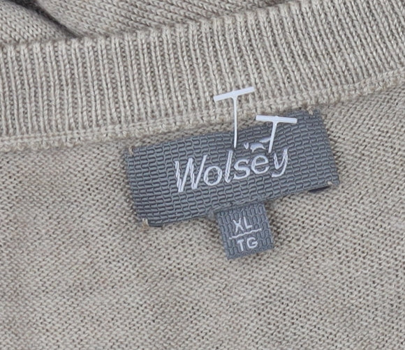 Wolsey Men's Beige XL Vest Tight-Knit V-Neck