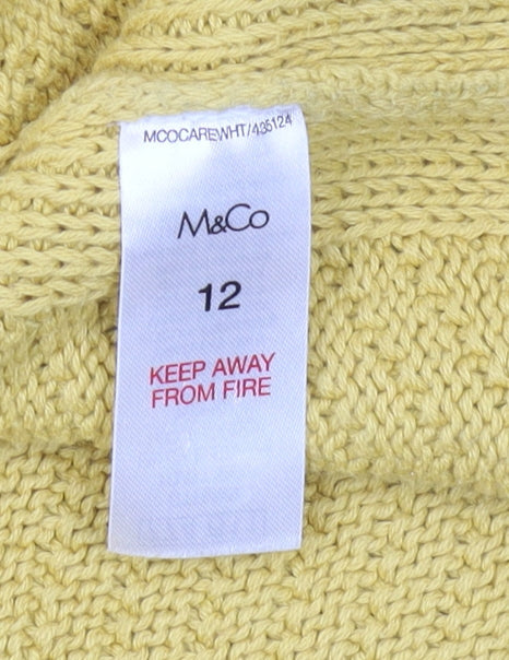 Womens UK Size 12 M&Co Yellow Pullover Jumper
