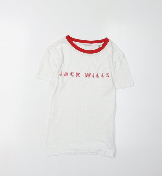 Womens UK Size 6 Jack Wills White Ringer T-Shirt