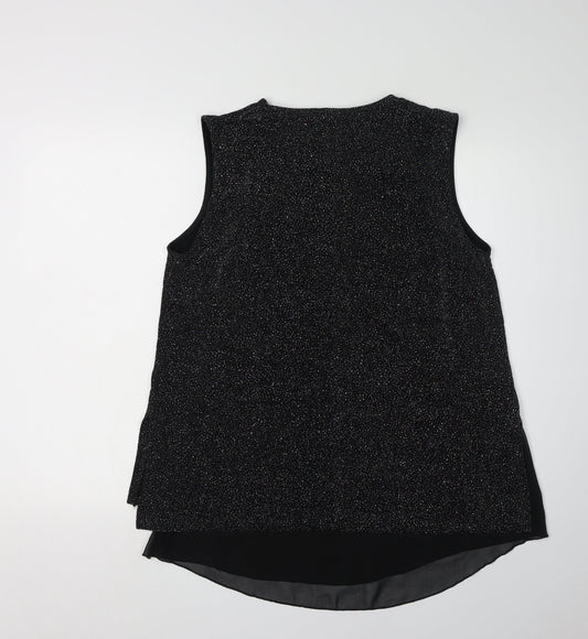 Quiz Women's Black Sparkle Tunic Blouse - Size 16