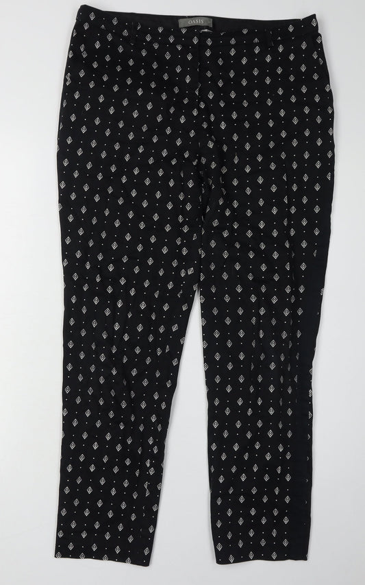 Womens UK Size 12 Oasis Slim Fit Casual Black Trousers