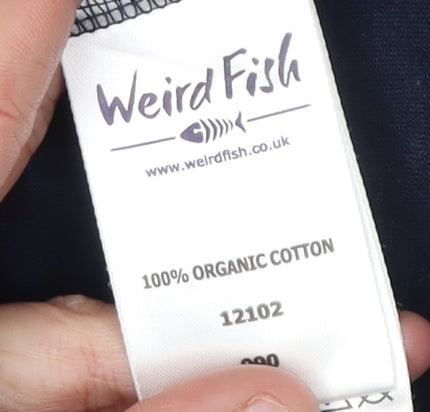 Womens UK Size 8 Weird Fish Blue Basic T-Shirt