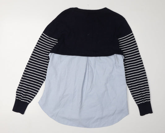Oasis Women's Blue Striped Pullover Jumper L