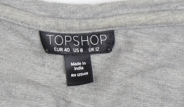 Womens UK Size 12 Topshop Grey Basic T-Shirt