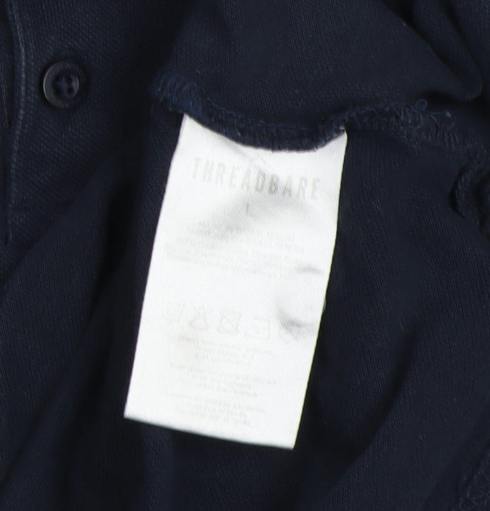 Threadbare Men's Blue Polo Shirt Size L with Red Trim