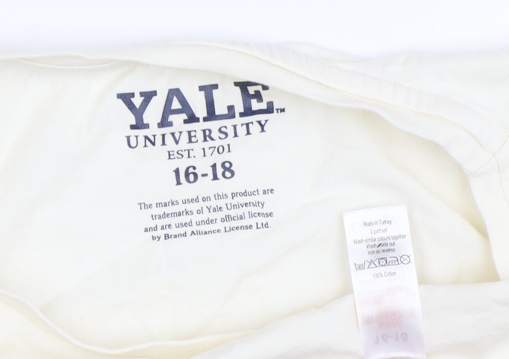 Yale University Ivory T-Shirt, Size 16, Unisex Adults