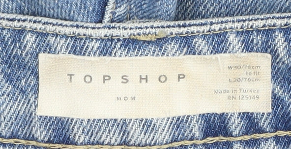 Topshop Women’s Blue Mom Jeans Size 12 - Distressed