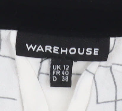 Womens UK Size 12 Warehouse White Basic Blouse