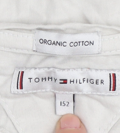 Tommy Hilfiger Girls White T-Shirt Size 12 Years Cotton Logo