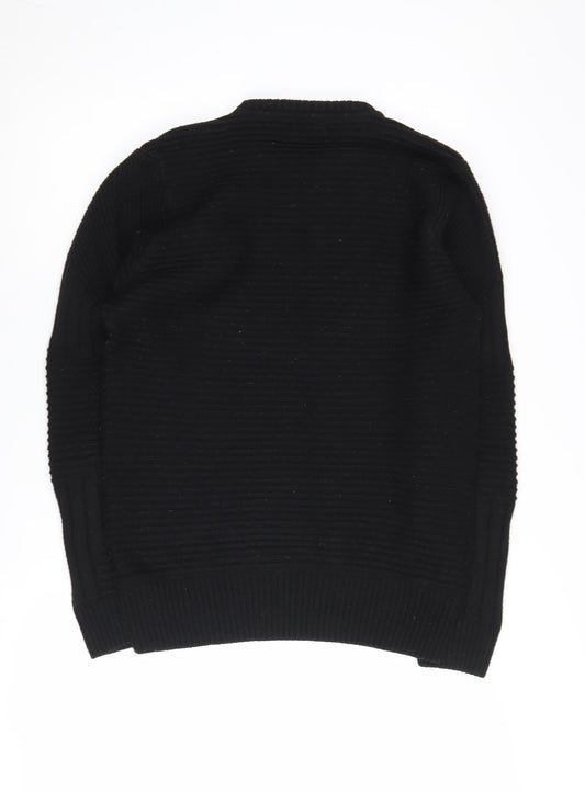 Zara Men's Black Knitted Crew Neck Pullover Jumper M