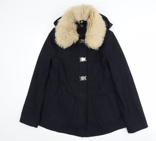 Womens UK Size 10 Topshop Black Parka Coat