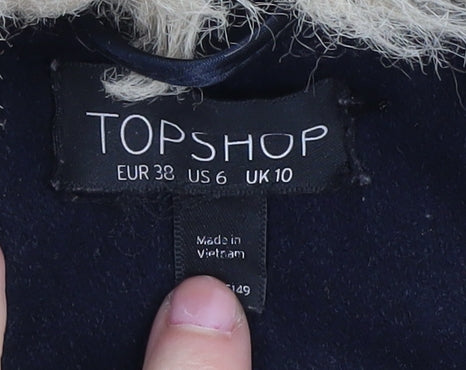 Womens UK Size 10 Topshop Black Parka Coat