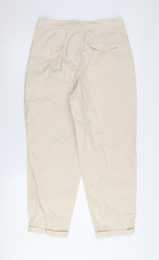 MNG Women’s Beige Pleated Trousers Size 12