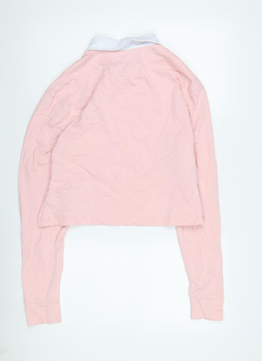 Miss Selfridge Women's Pink Cropped Polo Top, Size 8