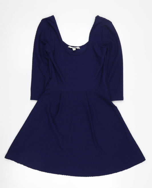 Additional front view of Miss Selfridge Women's Blue Fit & Flare Dress, size 8