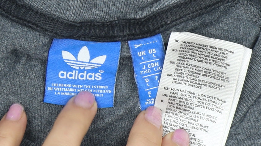 Adidas Men's Grey Crew Neck Short Sleeve T-Shirt, L