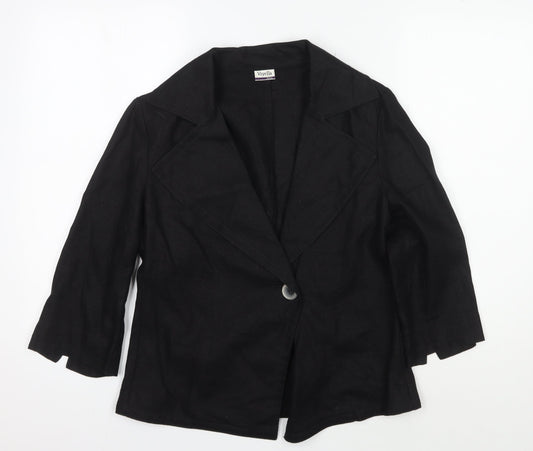 Viyella Petite Black Linen Blazer Women Size 8