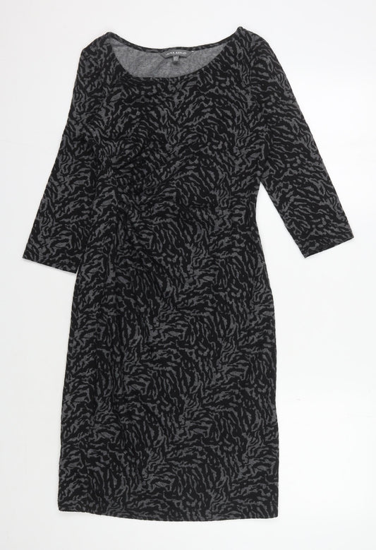 Laura Ashley Women's Black Animal Print Midi Sheath Dress
