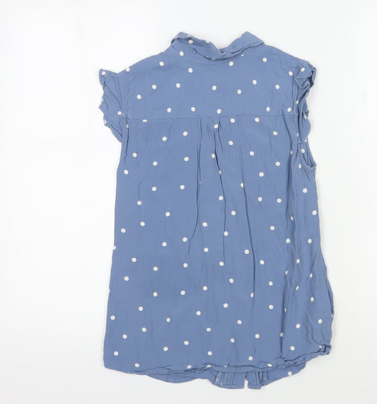 Laura Ashley Blue Polka Dot Blouse, Women's Size 8