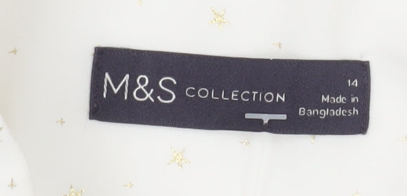 Womens UK Size 14 Marks and Spencer White Basic Button-Up