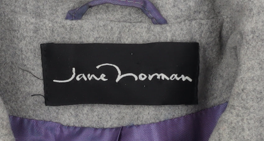 Jane Norman Grey Wool Mid-Length Coat Women UK 12