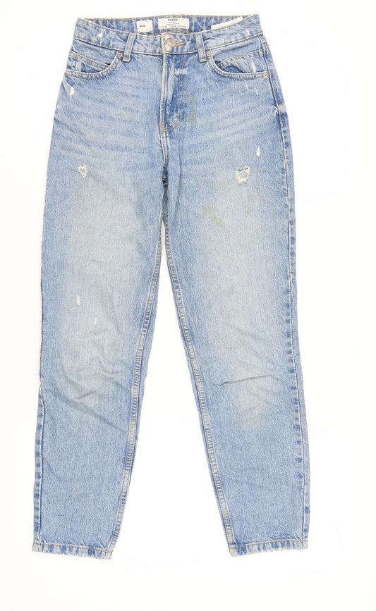 Womens UK Size 6 Bershka Relaxed Fit Mom Blue Jeans