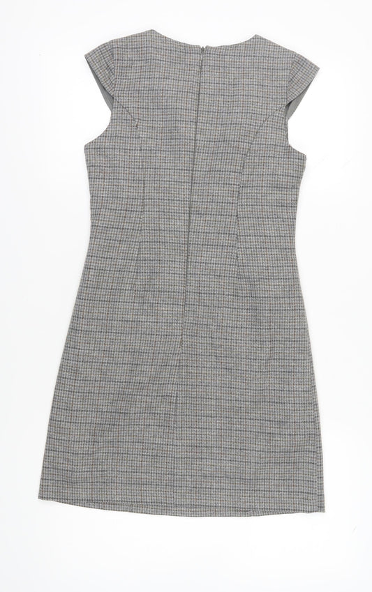 Next Women's Grey Check Shift Dress, Size 8
