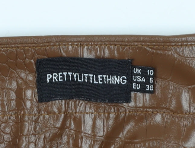Womens UK Size 10 PRETTYLITTLETHING Classic Fit CasualParty/Cocktail Brown Trous