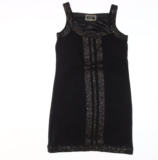 Additional front view of Principles by Ben de Lisi Black Sequin Shift Dress 12