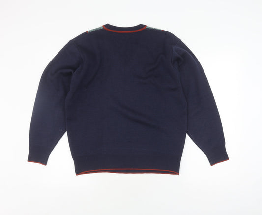 Gabicci Men's Blue Wool Acrylic V-Neck Pullover Jumper S