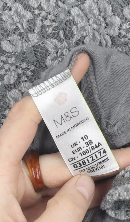 Womens UK Size 10 Marks and Spencer Grey Tunic Blouse