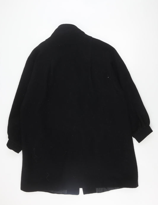 C&A Women's Black Wool Coat, Size 12, Classic Autumn Winter
