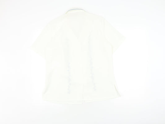 EWM Women’s Ivory Embroidered Button-Up Shirt