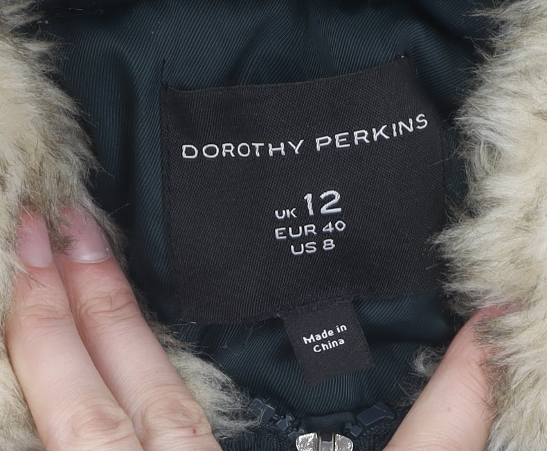 Womens UK Size 12 Dorothy Perkins Green Parka Coat