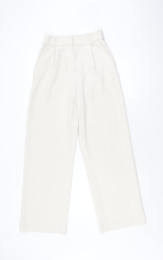 Womens UK Size 10 H&M Regular Fit Casual Ivory Trousers