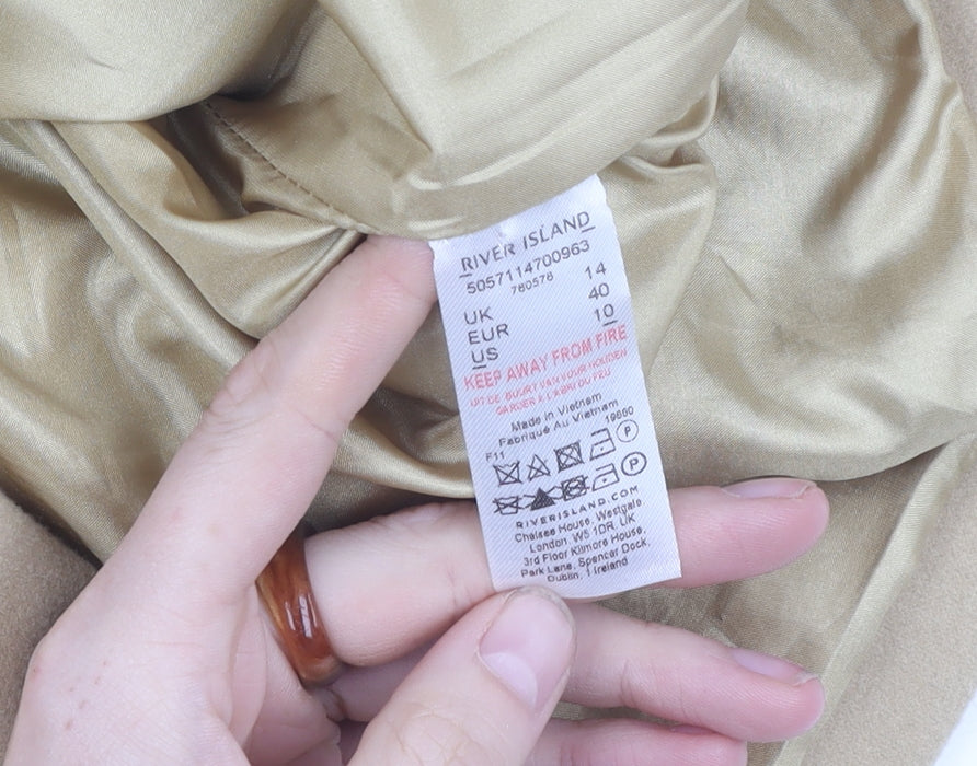 Womens UK Size 14 River Island Beige Overcoat