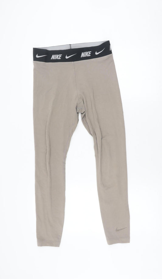 Additional front view of Nike unisex grey compression leggings m - gym training fit